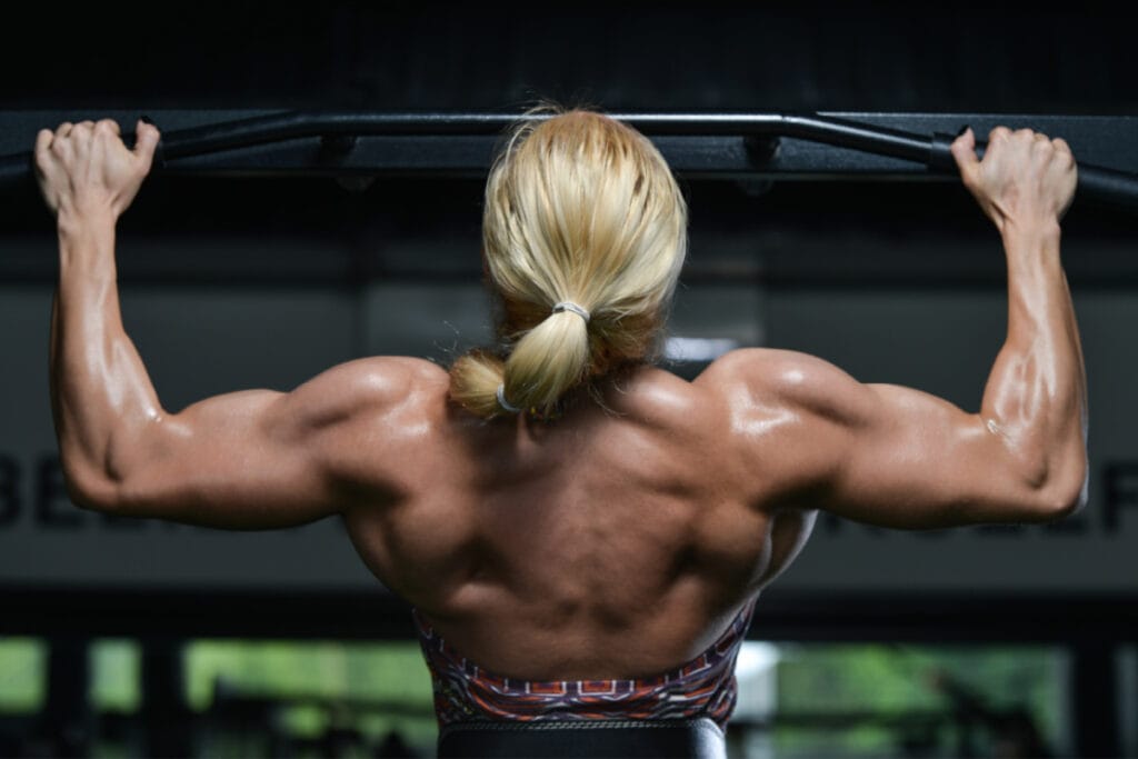 Female bodybuilder's back