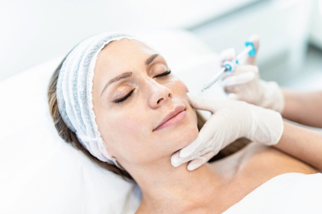 Woman getting cosmetic injections at a med spa